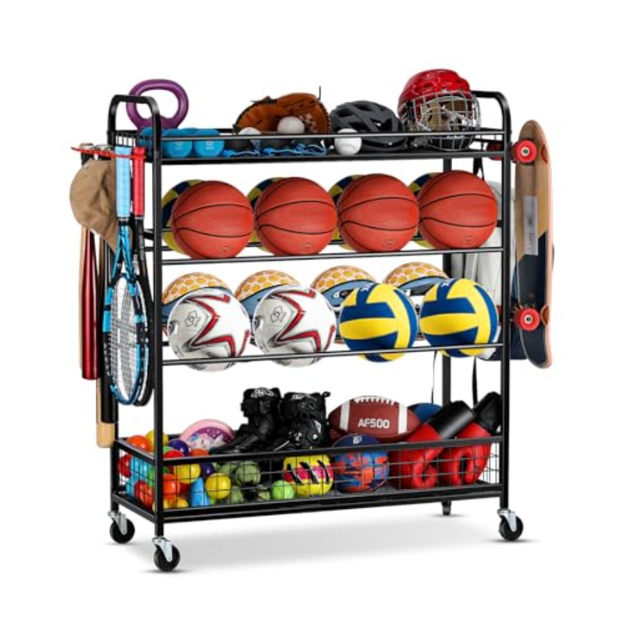 Sports Equipment Bat - Garage Sports Equipment Organizer - Rolling