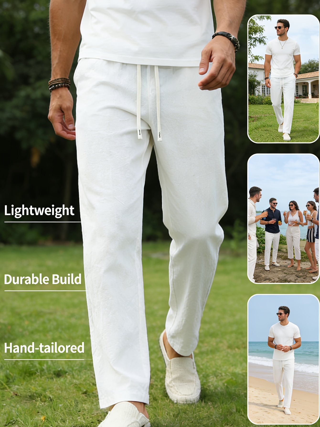 FGKKS Men White Pants Fashion  - Sports Equipment Brand avaliação e preço