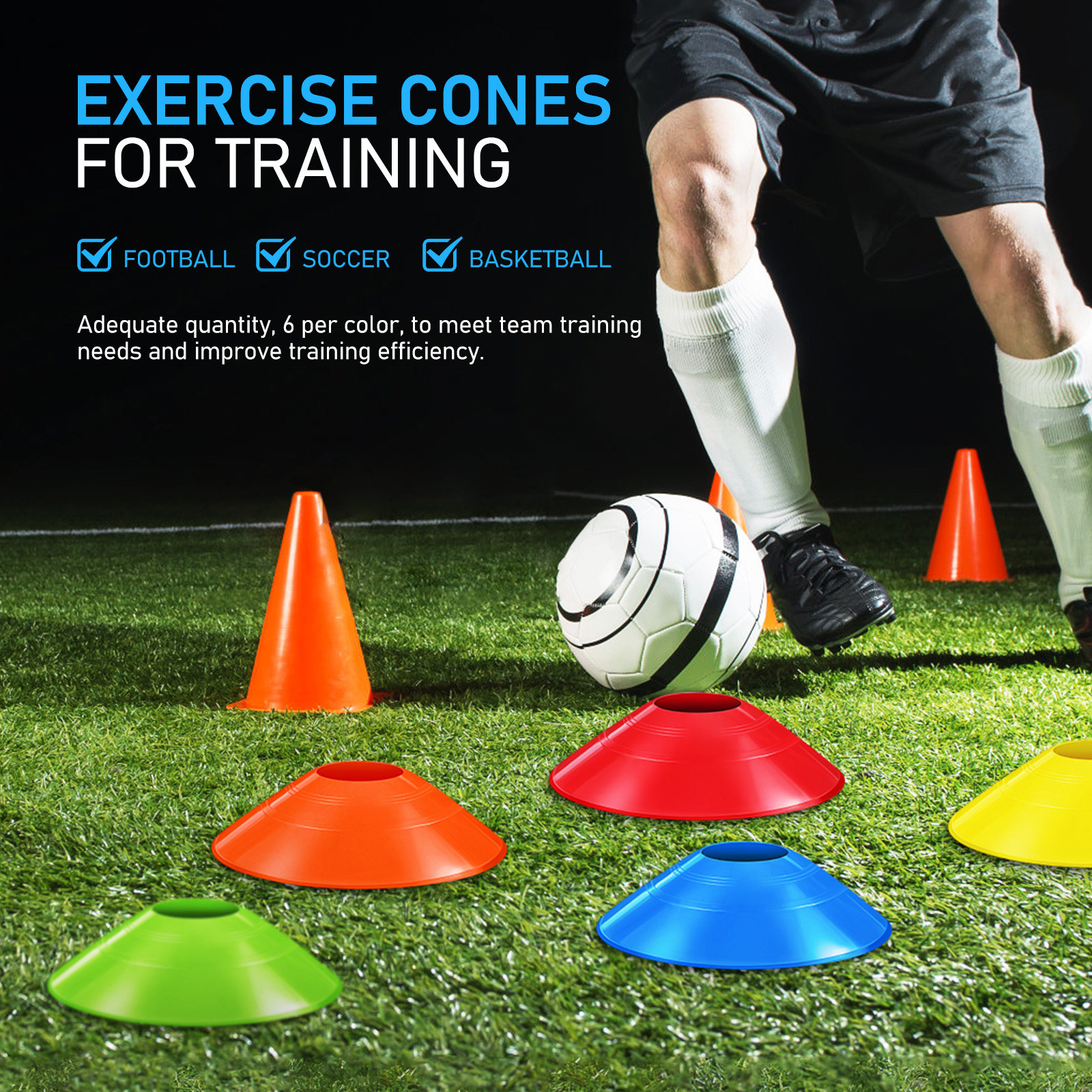 30Pcs Soccer Training Cones Co - Football Training Cone avaliação e preço